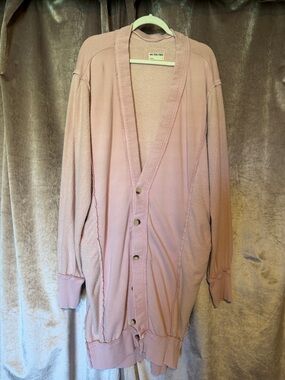 Free People We The Free Dreamy Blue Cardi Sweater Sweatshirt Pink XL